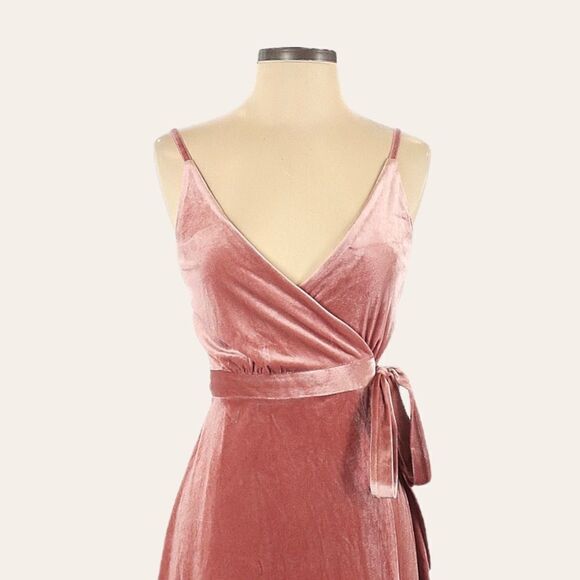 Ali & Jay Baby Love Velvet Wrap Dress XS Pink Mauve Surplice Tie Waist NWT - Picture 3 of 10